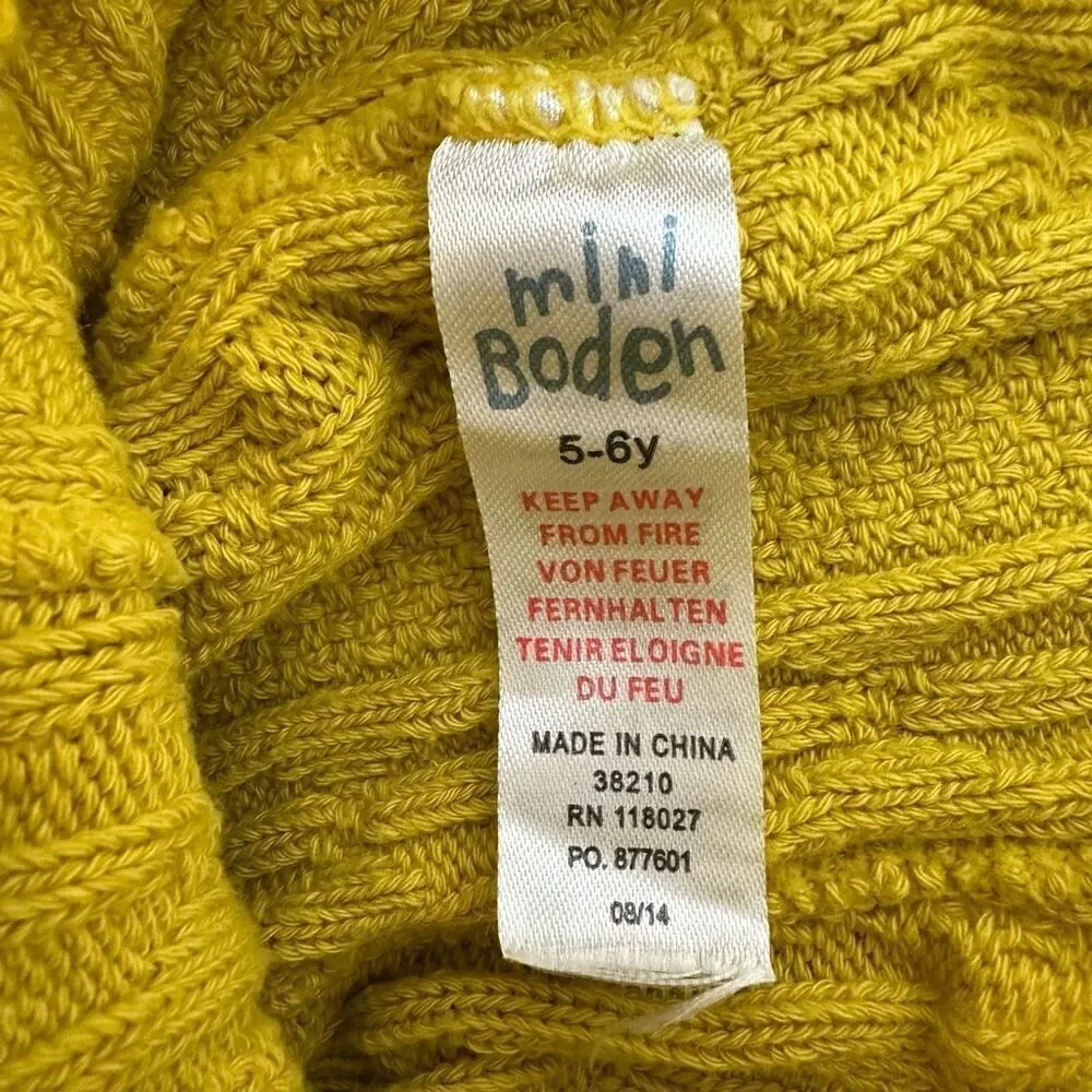 Mini Boden Girls Footless Tights size 5-6 Mustard